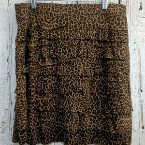 Women's Medium Charlotte Tarantola Tiered Skirt cheetah print brown leopard new